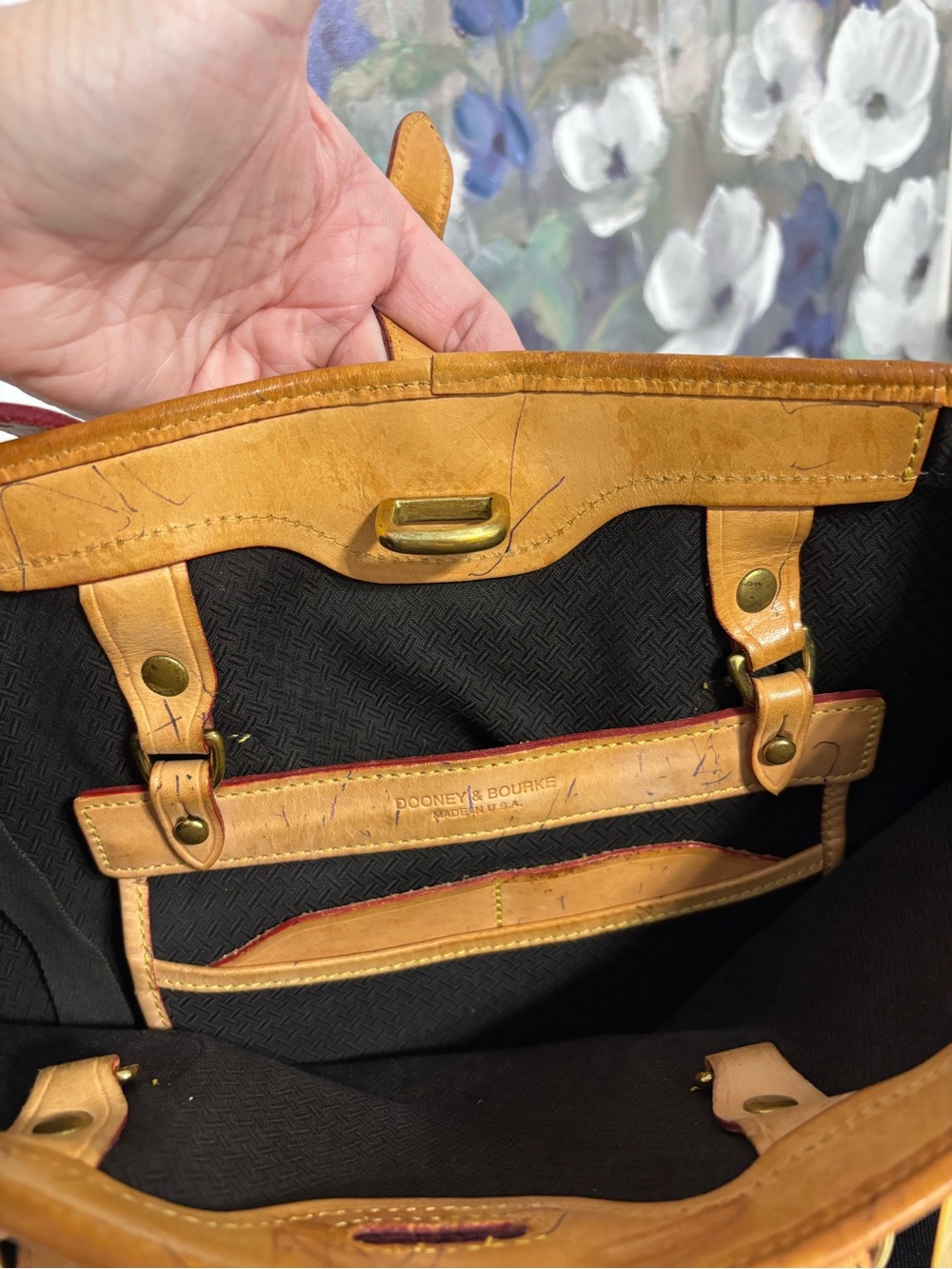 Vintage Dooney & Bourke **PROJECT** black cabriolet Tote Vachetta USA Distressed - Picture 10 of 16